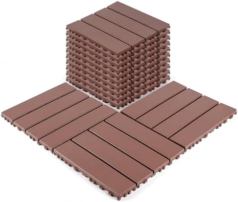 Interlocking Deck Tile – 44-Pack 12"x12" Plastic Flooring Tile, Outdoor Deck by Unknown