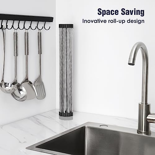 Tomorotec Roll Up Dish Drying Rack Over Sink, 304 Steel - Image 3