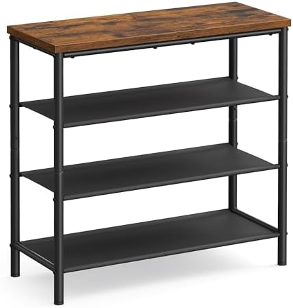 VASAGLE 4-Tier Shoe Rack, 9-12 Pairs, Steel Frame by VASAGLEbySONGMICSHOME
