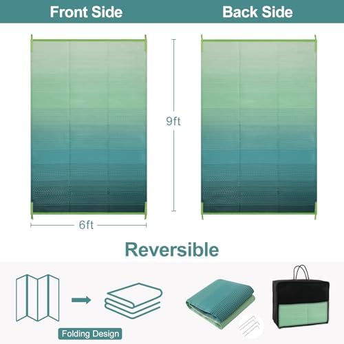 Lahome Outdoor Patio Rug Waterproof 6x9, Plastic Straw Rug Reversible - Image 2