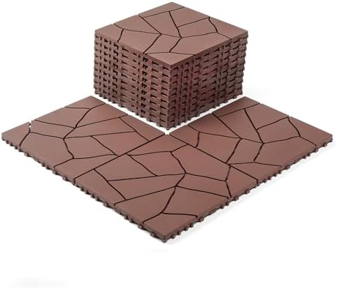 44 Pack Interlocking Deck Tiles, All-Weather Outdoor Deck Tiles by Unknown