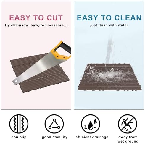 Plastic Interlocking Deck Tiles 12 Pack, 12in Waterproof Patio Flooring - Image 3