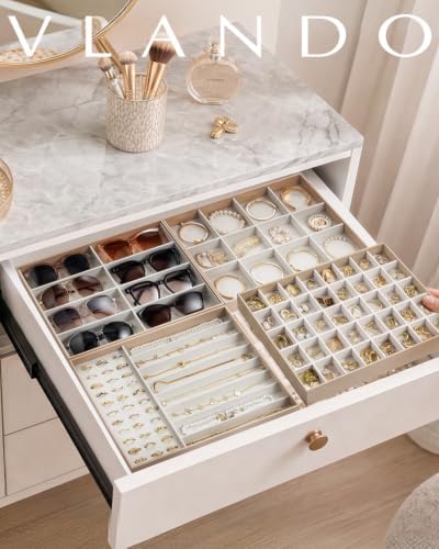 VLANDO Stackable Jewelry Tray, Drawer Organizer, 40-Grid Display - Image 6