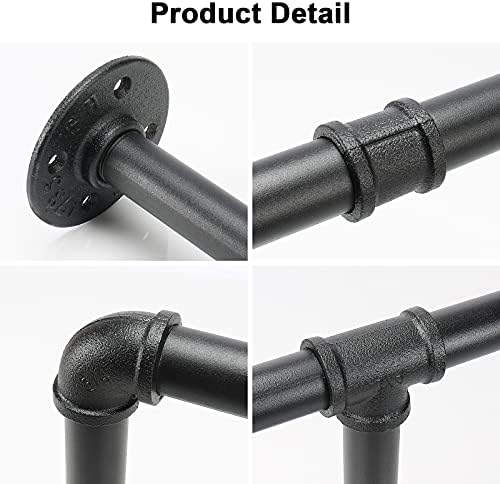 Industrial Iron Pipe Clothes Hanging Bar DIY Wall-Mounted Garment Rack Heavy - Image 4