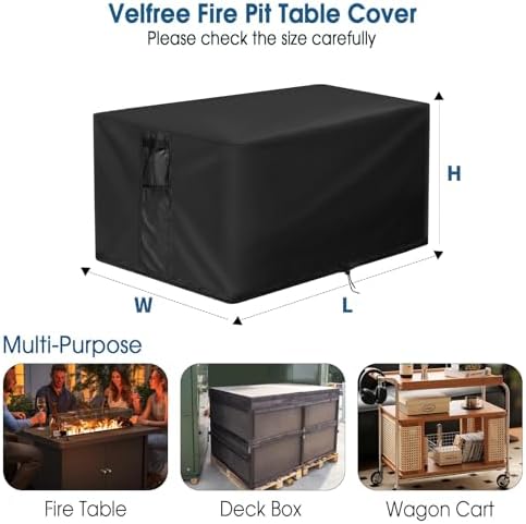 Outdoor Fire Pit Cover Rectangular Waterproof-32x26x25" - Image 2