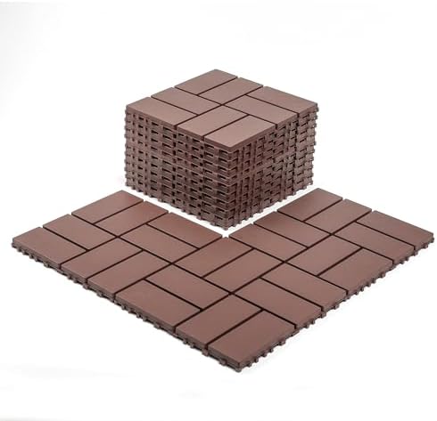 Plastic Interlocking Deck Tiles, 44 Pack, Non-Slip Patio Floor Decking Tiles by Unknown