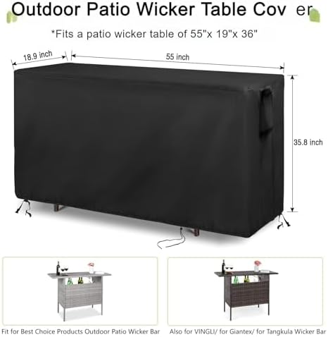 55 Inch Outdoor Bar Table Cover Rectangle - Image 2