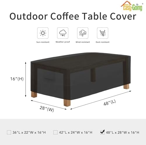 Easy-Going Rectangular Patio Coffee Table Cover UV Resistant Waterproof Outdoor - Image 6