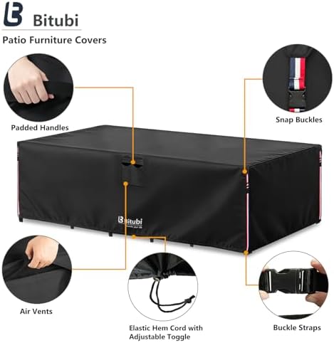 Bitubi Rectangular Patio Table Cover - Image 3