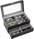 ProCase 12 Slots Sunglasses Organizer, 2 Layer Sunglass Case, Leather Eyeglass by ProCase
