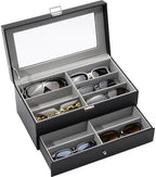 ProCase 12 Slots Sunglasses Organizer, 2 Layer Sunglass Case, Leather Eyeglass by ProCase