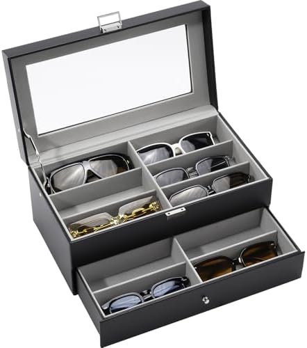 ProCase 12 Slots Sunglasses Organizer, 2 Layer Sunglass Case, Leather Eyeglass by ProCase