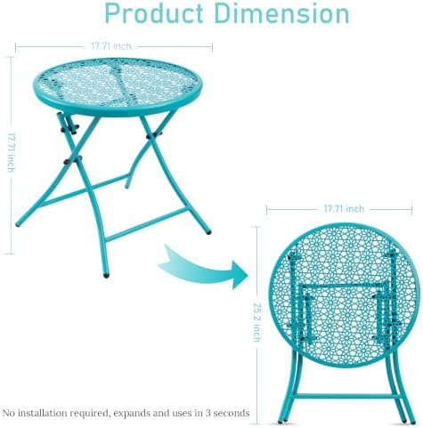 TeoKJ Folding Outdoor Side Table, No Assembly Patio Table - Image 3