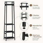 Coat Rack Freestanding with 3 Shelves and 7 Hooks - Image 4