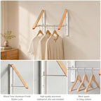 RFOUO Foldable Wall Mounted Clothes Drying Rack, 2 Picks - Image 4