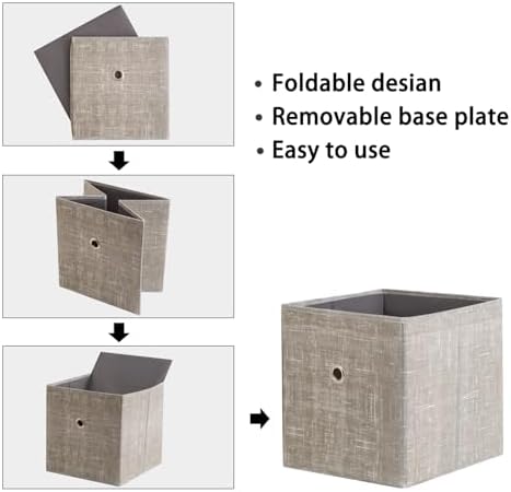Foldable Storage Cubes Bins, 11 Inch Cloth Storage Cube Fabric Storage Box - Image 6