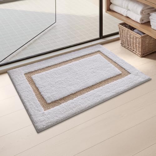 Color&Geometry Mini White Bathroom Rugs 24x16, Extra Soft Absorbent Microfiber by COLORG