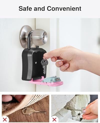Puroma Key Lock Box Outdoor 4 Digit Code Combination Lockbox House, 1 Pink - Image 7