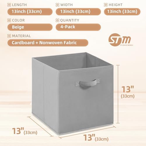STORAGE MANIAC Storage Cubes, 13 Inch 4 Pack Collapsible Fabric Shelf Bins - Image 4