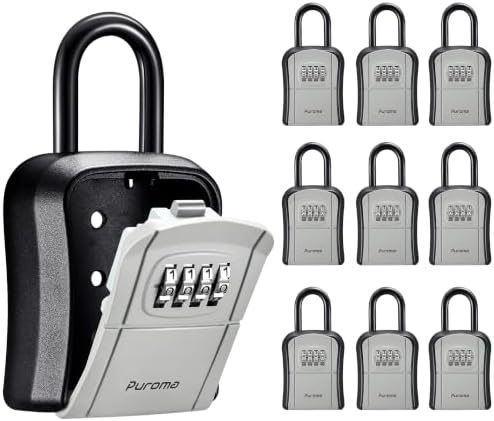 Puroma Key Lock Box Outdoor 4 Digit Code Combination Lockbox House, 10 Gray by Puroma