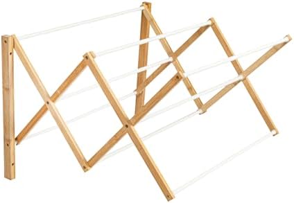 Household Essentials Bamboo and Metal Wall Mount Extendable Drying Rack by HouseholdEssentials