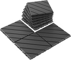 VANCASTLE Interlocking Deck Tiles 9 Pack Dark Grey 12"x12" Patio Pavers by VANCASTLE