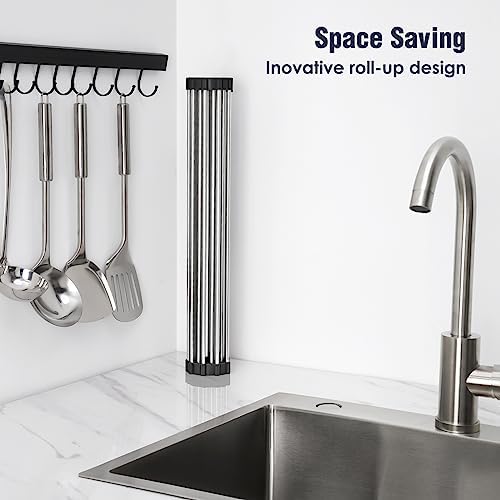 Tomorotec Roll Up Dish Drying Rack Over Sink, 304 Steel - Image 3