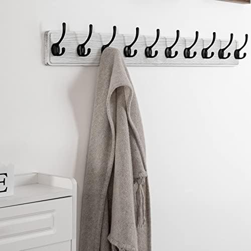 SKOLOO Rustic Wall Mounted Coat Rack, 10 Hooks, Solid Wood - Image 3