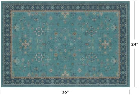 2x3 Washable Teal Rug for Entryway Indoor, Kitchen Floor Waterproof, Powder Room - Image 2