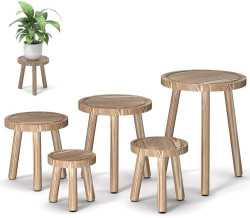 5-Pack Wood Plant Stands Indoor, Single Plant Stand by Unknown