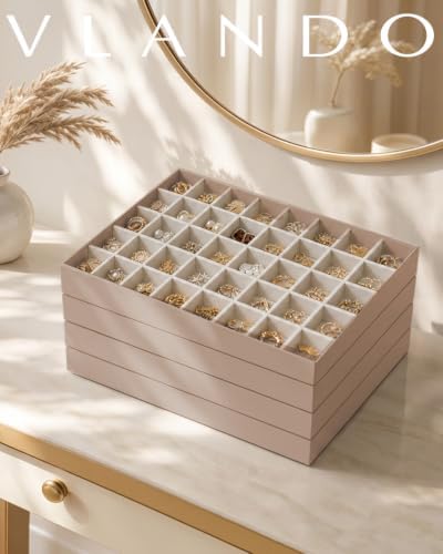 VLANDO Stackable Jewelry Tray, Drawer Organizer, 40-Grid Display - Image 3
