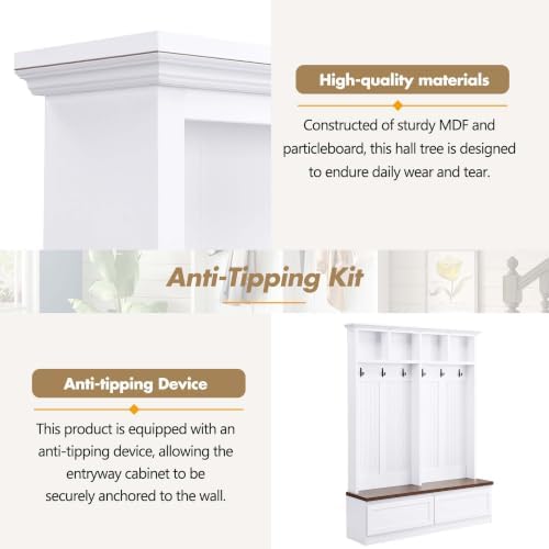 4-in-1 Hall Tree with Storage Bench Shoe Organizer/ Shelves - Image 5