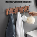 Gohiuo Rustic Wall Mount Coat Rack, Coat Hooks Wall Mount Wood Coat Rack - Image 4