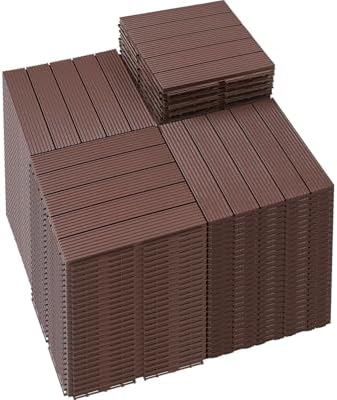 PrimeZone 108 PCS Plastic Interlocking Patio Deck Tiles Outdoor All Weather by PrimeZone
