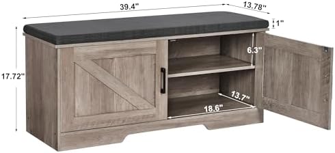 HOMSHO Farmhouse Shoe Storage Bench - Image 2