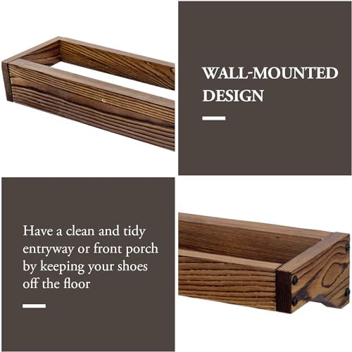 MyGift 30 Inch Rustic Burnt Wood Hanging Shoe Rack Wall Mounted Storage - Image 2