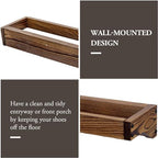 MyGift 30 Inch Rustic Burnt Wood Hanging Shoe Rack Wall Mounted Storage - Image 2