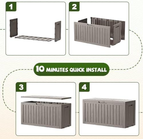 140 Gallon Outdoor Storage Box, Deck Box Waterproof, Toy Storage Bin - Image 7