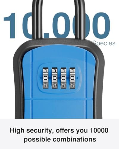 Puroma Key Lock Box Outdoor 4 Digit Code Combination Lockbox House, 1 Blue - Image 3