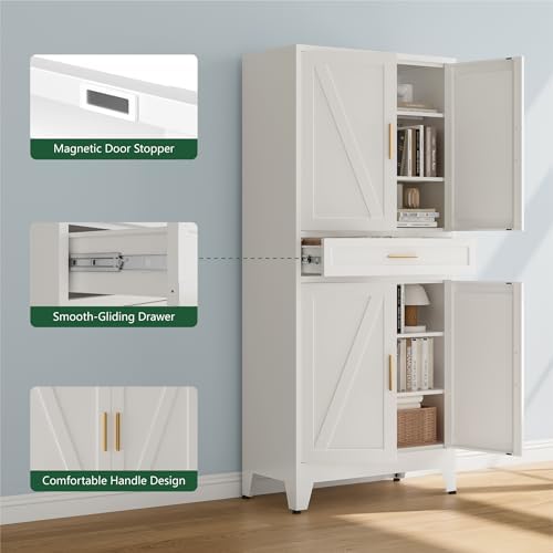Bevivog 71" Kitchen Pantry Cabinet, Metal Storage Cabinet - Image 5