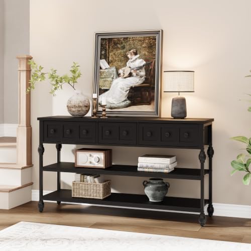 Garvee 52" Console Table with 3 Drawers, Roman Column Entryway Table, Narrow by Garvee
