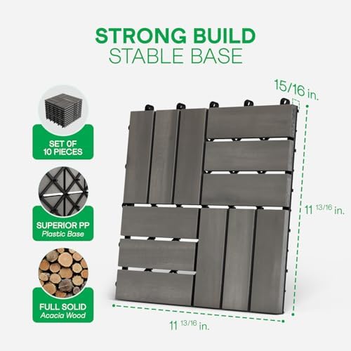 IDZO Interlocking Acacia Deck Tiles 9.6 SQFT - Image 2