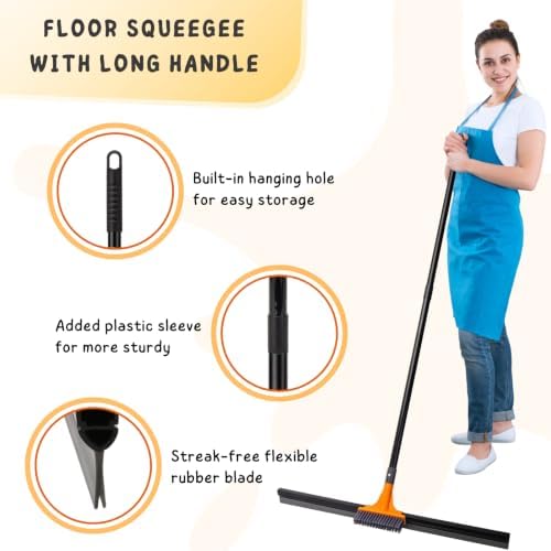 Floor Squeegee Broom, 56’’ Long Handle Water Wiper - Image 4