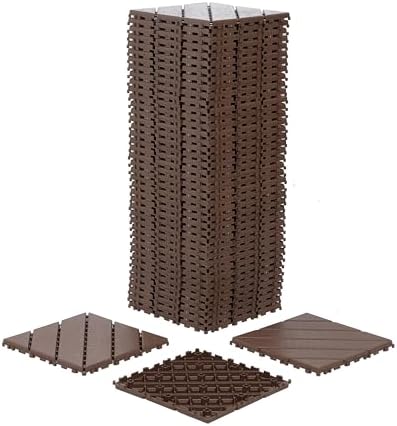 Plastic Interlocking Deck Tiles 12"x12" Waterproof Outdoor Patio Flooring PP - Image 6