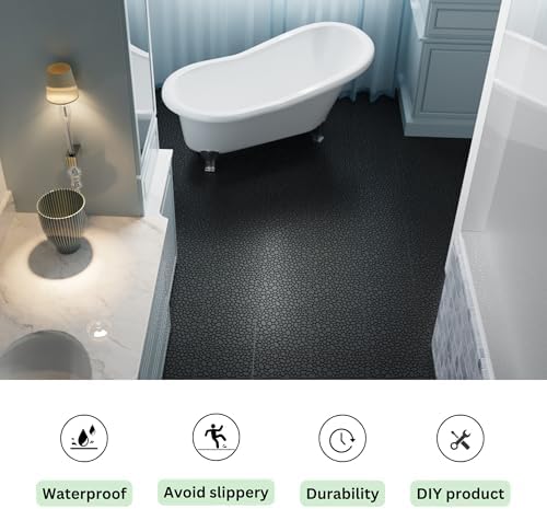 12" x 12" Gray Interlocking Deck Tiles, Anti-Slip Pebble Stone Pattern - Image 3