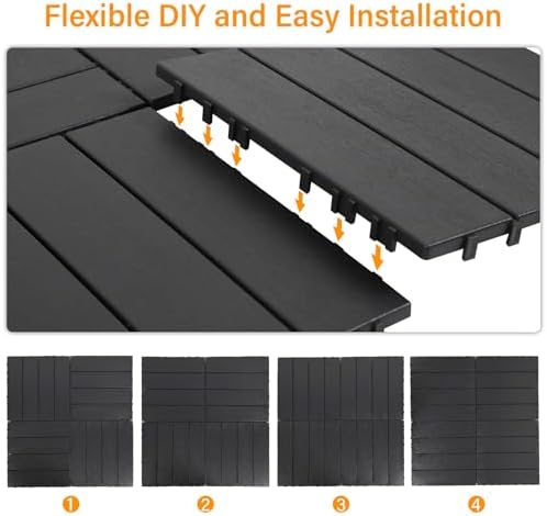Neoaider 27PCS Plastic Interlocking Decking Tiles 12" x 12", Dark Grey - Image 5