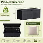Devoko 185 Gallon Deck Box Resin Outdoor Storage Box Waterproof - Image 7