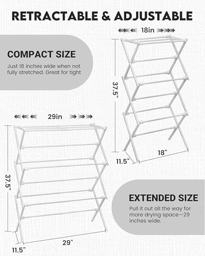 3-Tier Metal Folding Clothes Drying Rack, Laundry Drying Rack Clothing | - Image 4