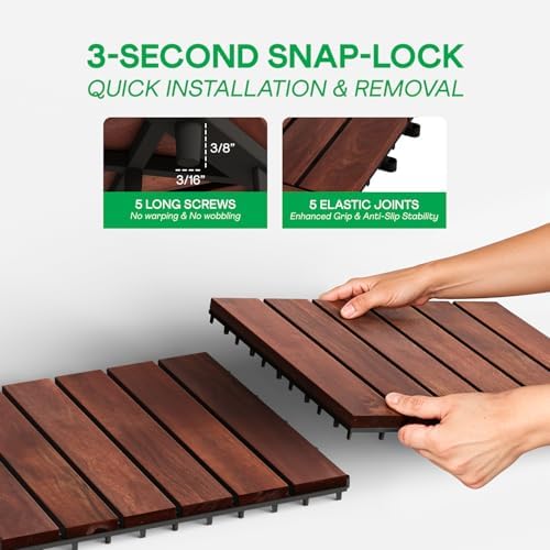 IDZO Interlocking Acacia Deck Tiles 9.6 SQFT - Image 6