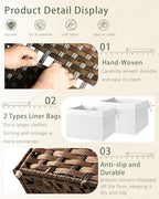 SETVSON Storage Basket with Lid Wicker Baskets - Image 5
